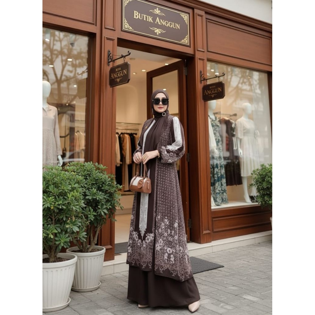 KHADIJAH SET GAMIS ALA TUNIK MALAY BAHAN CERUTY LD 11L PB 140 DAN WUDHU FRANDLY