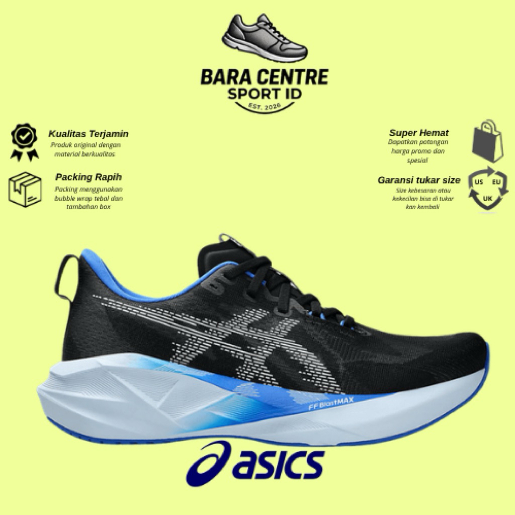 Asics Sepatu Running Novablast 5 Black White Running Shoes