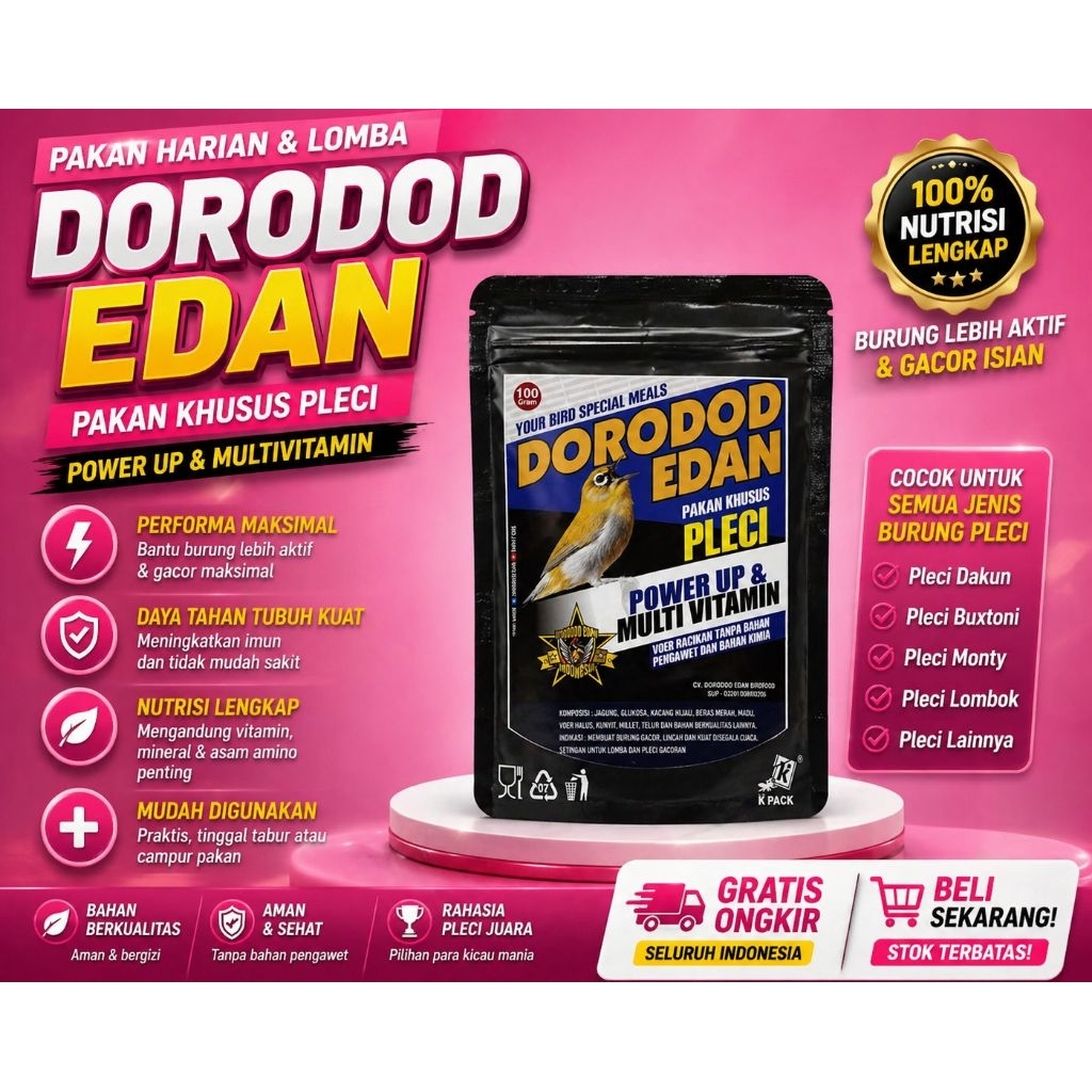 DE PLECI DORODOD EDAN VOER PLECI HALUS voer burung pleci vien nutribird nutribooster nutriplus