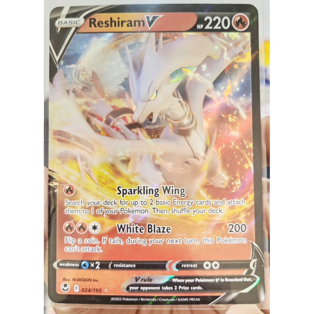 Kartu Pokemon Reshiram V 024/195 Silver Tempest Original TCG Card Pokemon English Version