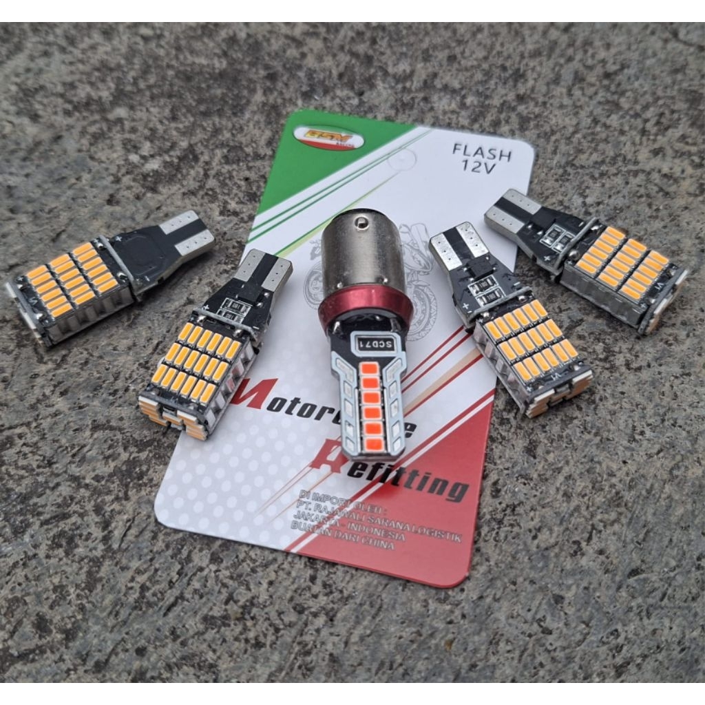 COD PAKETAN LAMPU STOP 12 LED SMD 2 MODE KEDIP/DIAM AC DC UNIVERSAL+ 4 PCS LAMPU SEIN DAJJAL 45 LED 