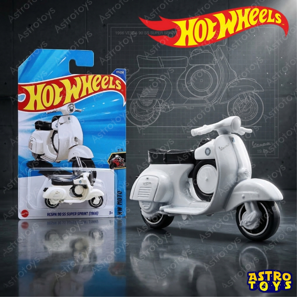 Hot wheels Vespa 90ss Super Sprint Putih Lot K 2025 1:64 Original / Mainan Diecast Motor Hotwheels