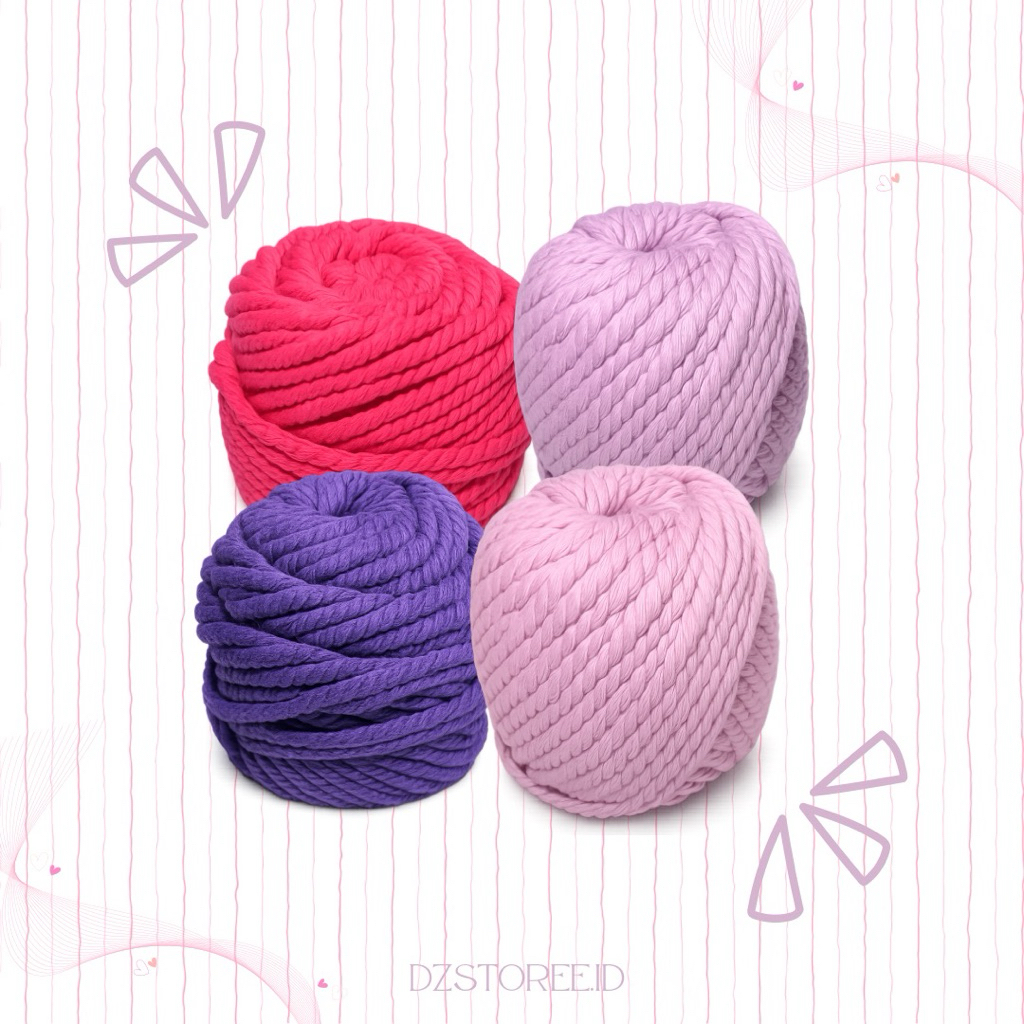 Tali Katun ‘’Macrame’’ Premium size 4mm warna pastel 1Meter (100cm)