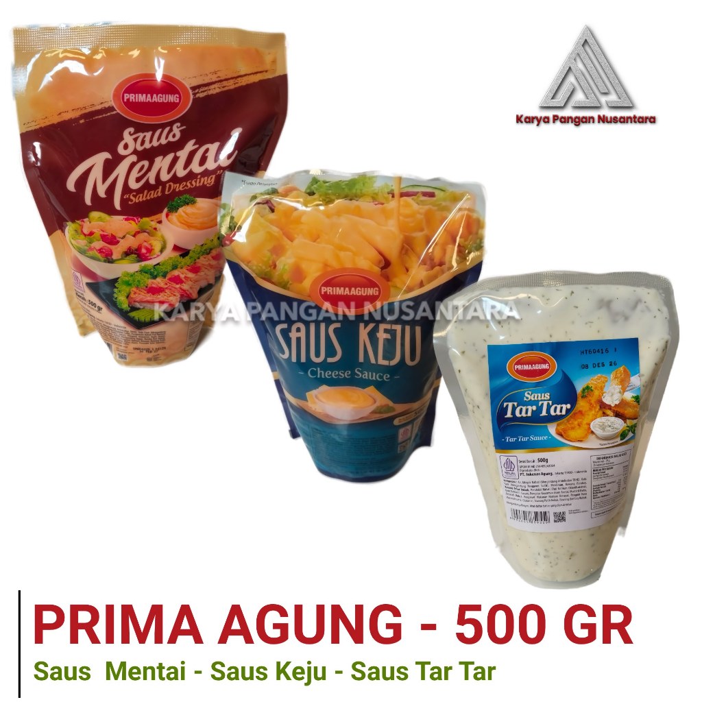 PRIMA AGUNG SAUS MENTAI SAUS KEJU SAUS TAR TAR 500 GRAM