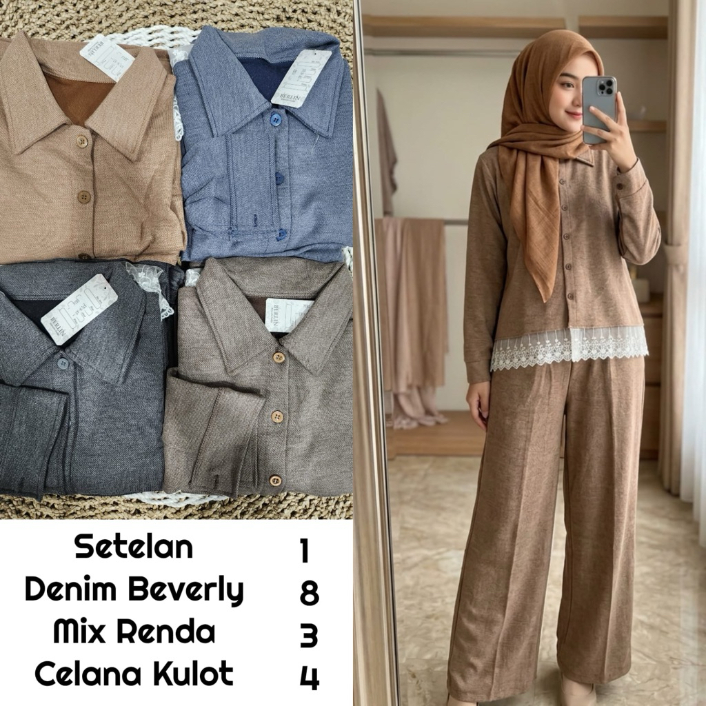 setelan celana jumbo wanita kaos knit salur setcel wanita merk clarke