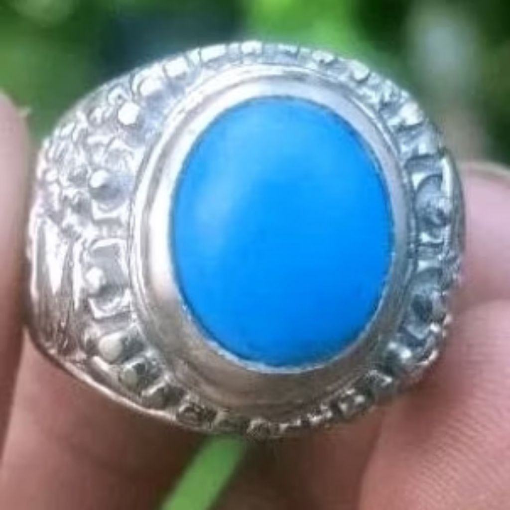 Cincin Batu Pirus Biru Polos