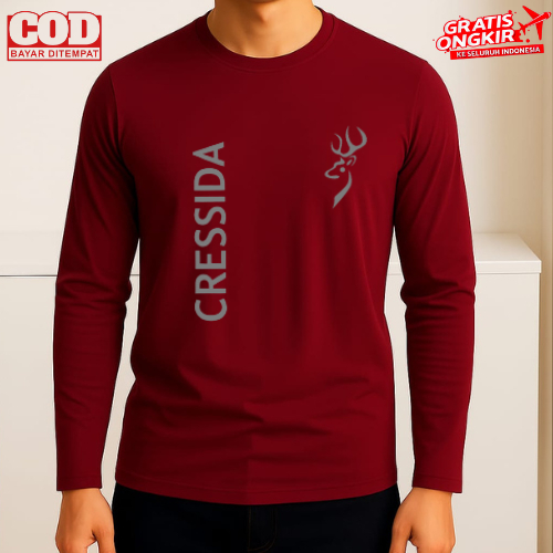 T-Shirt pria Kaos Pria Dan Wanita Kaos distro Kaos Lengan Panjang Cressida Kirka Print Silver Kaos D