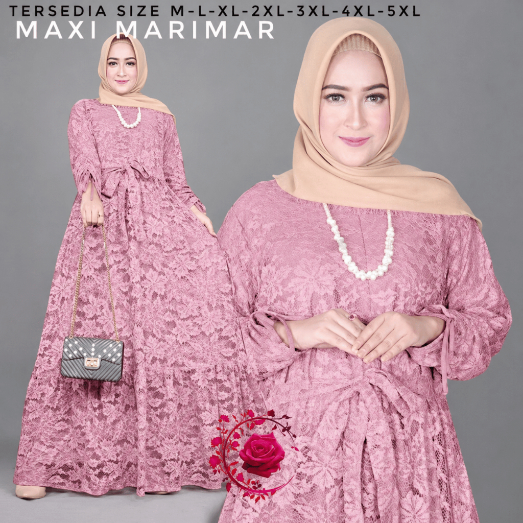 GAMIS MAXI BRUKAT JUMBO MARIMAR (XL & 2XL)GAMIS KONDANGAN GAMIS PESTA LEBARAN FASHION MUSLIM