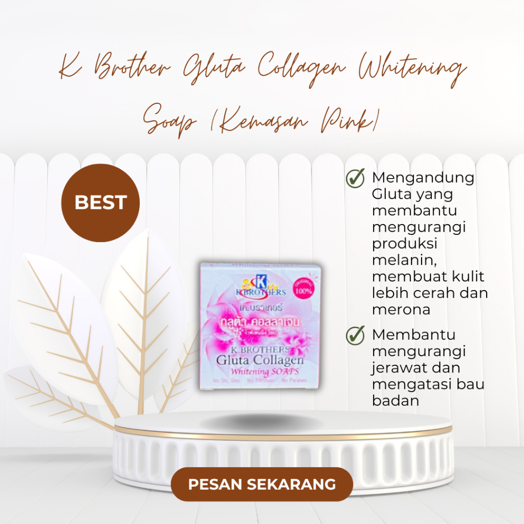 K.BROTHERS GLUTA COLLAGEN WHITENING SOAP SABUN PEMUTIH MADE IN THAILAND ORIGINAL 100% ( PINK )
