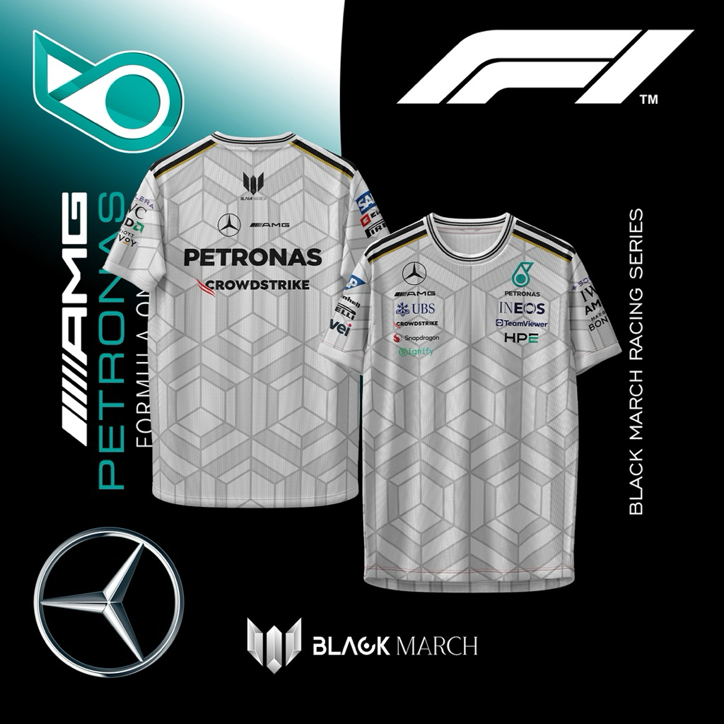 BLACKMARCH MERCEDES PUTIH - JERSEY MERCEDES AMG PETRONAS F1 2026 PUTIH
