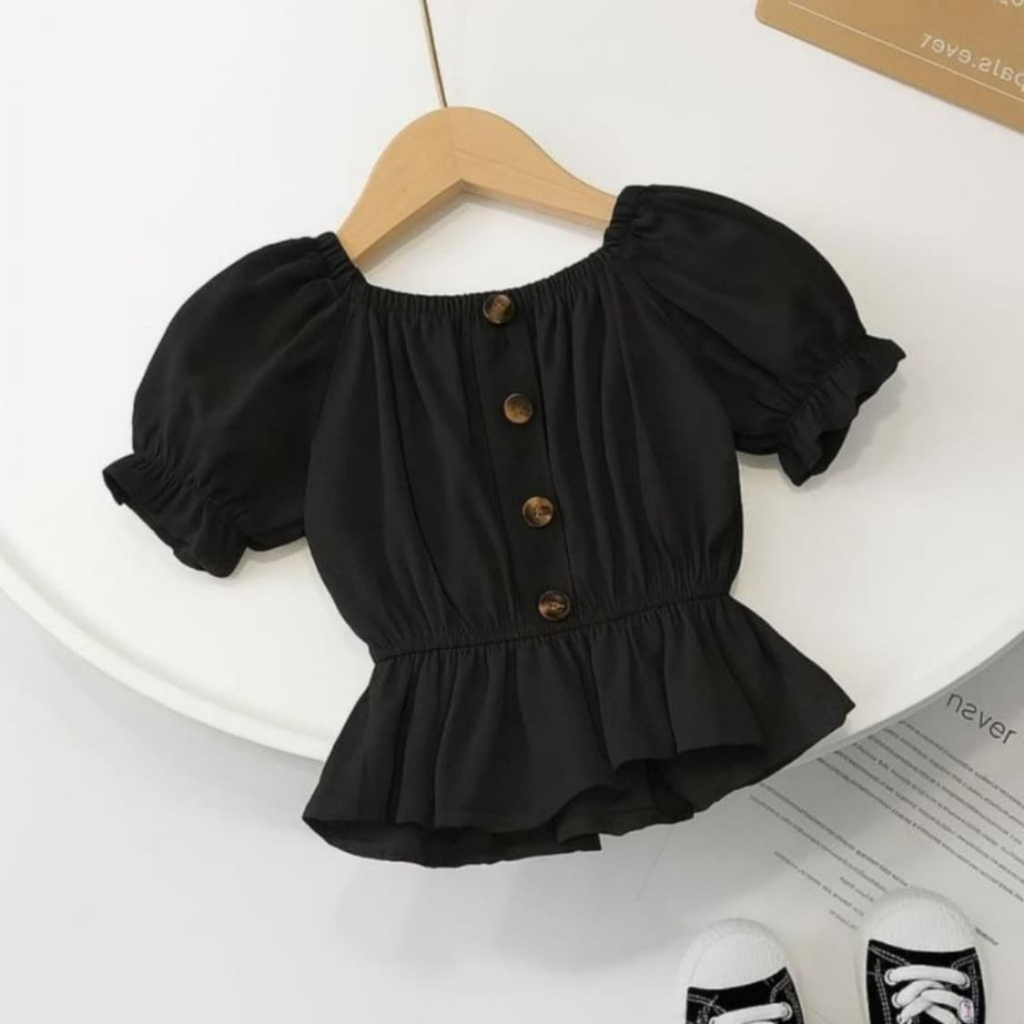 Blouse Korean Style Anak Perempuan Lengan Pendek Usia 7-8 Tahun