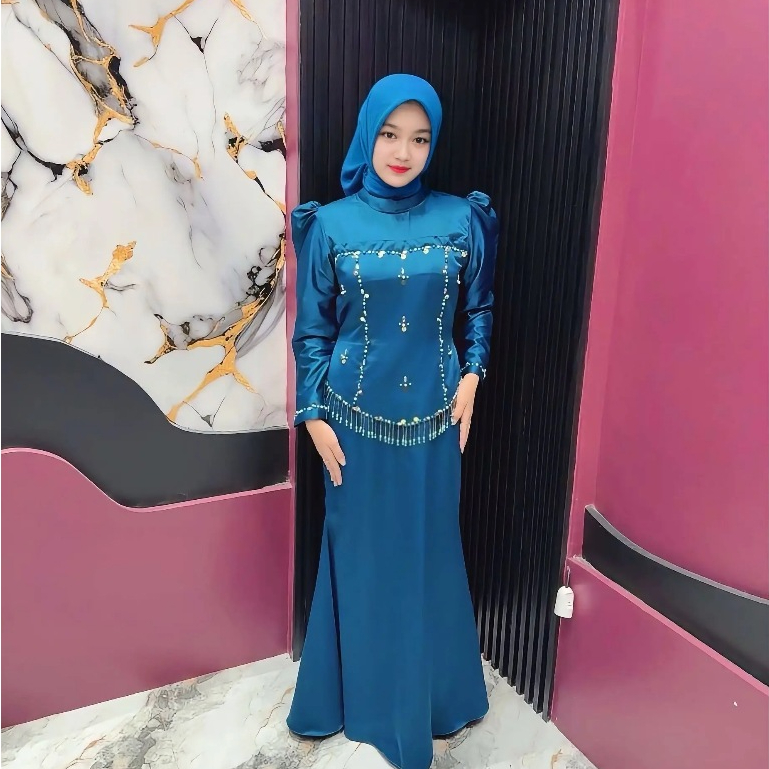 Dress azzura bahan maxmara silk model rok duyung simple mewah cocok untuk pesta kondangan lamaran