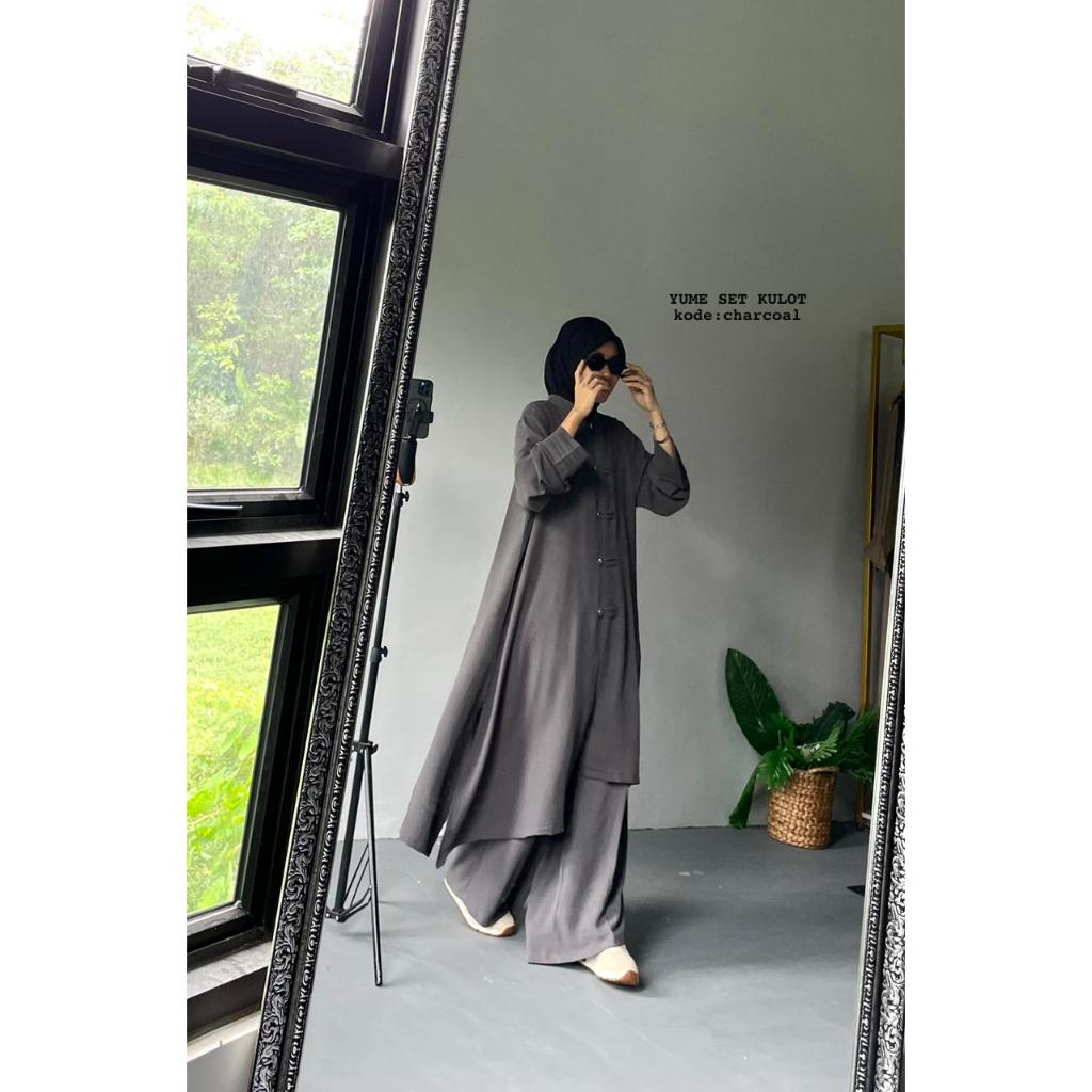 Yume one set Setelan Tunik Kulot | One set tunik kulot | Setelan Wanita Long Tunik Kulot lebar
