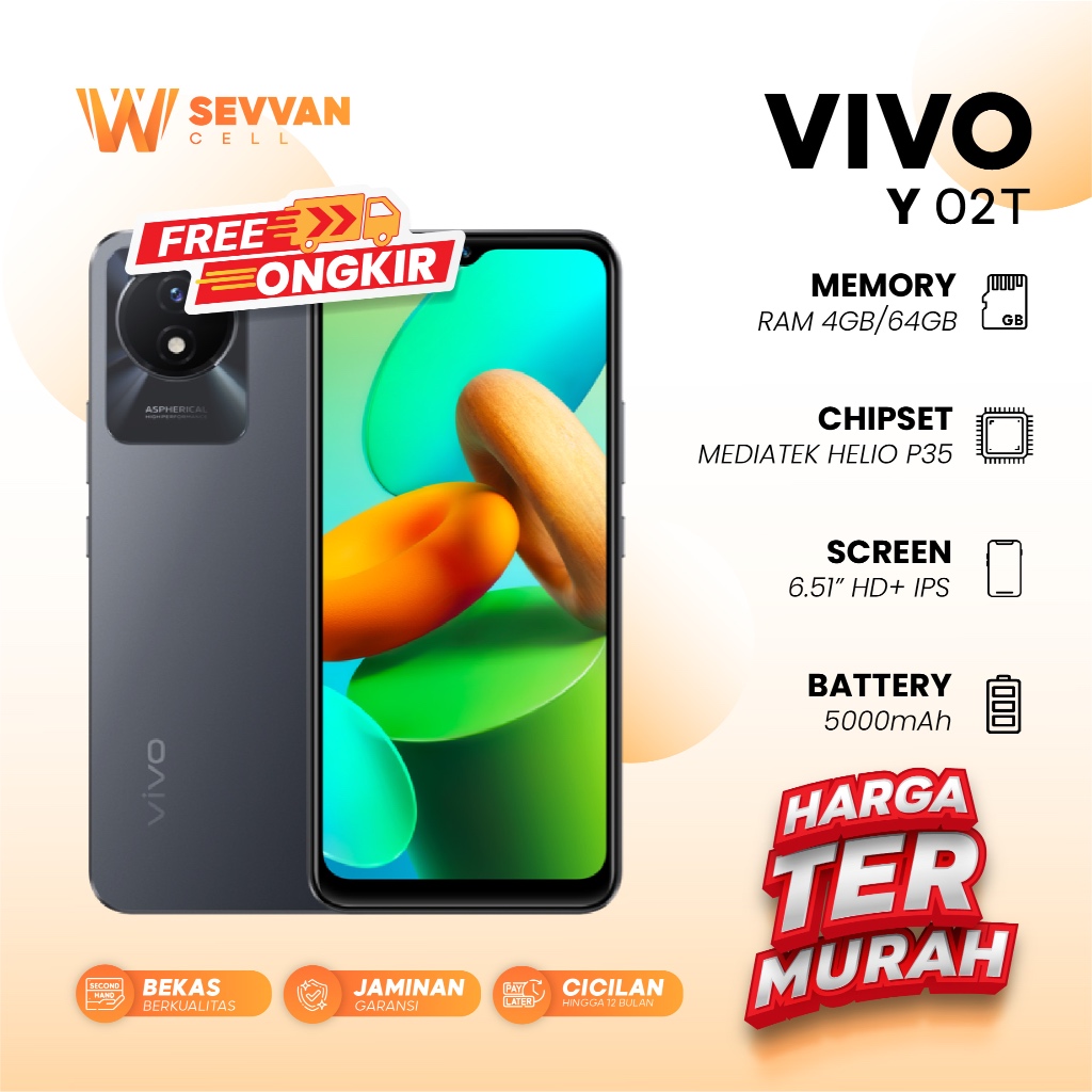 Handphone Vivo Y02t Ram 4 64 GB