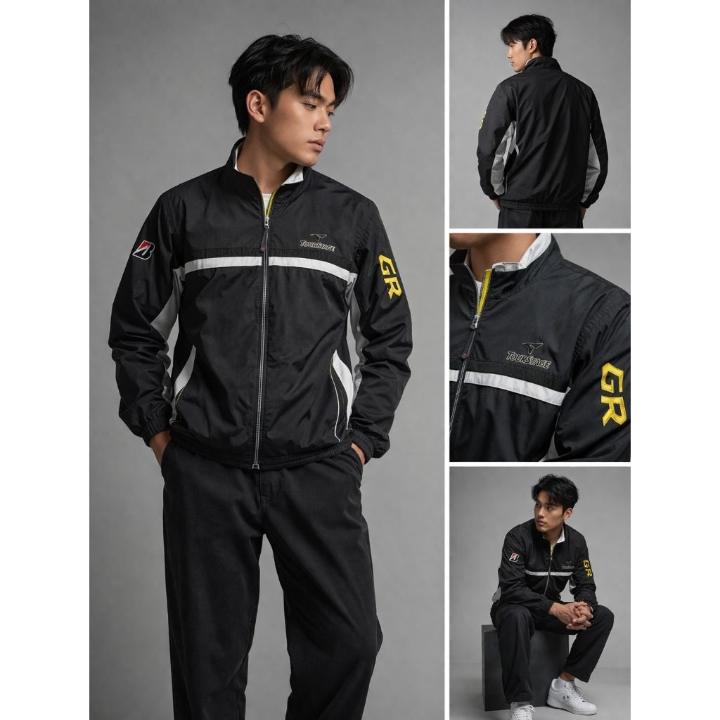 Jaket Riding Windbreaker / Waterproof by Tourstage (Bridgestone) hitam size M fit L