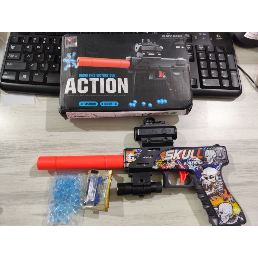 Mainan tembakan anak gun blaster water gell TANPA BATERAI READY SAMARINDA