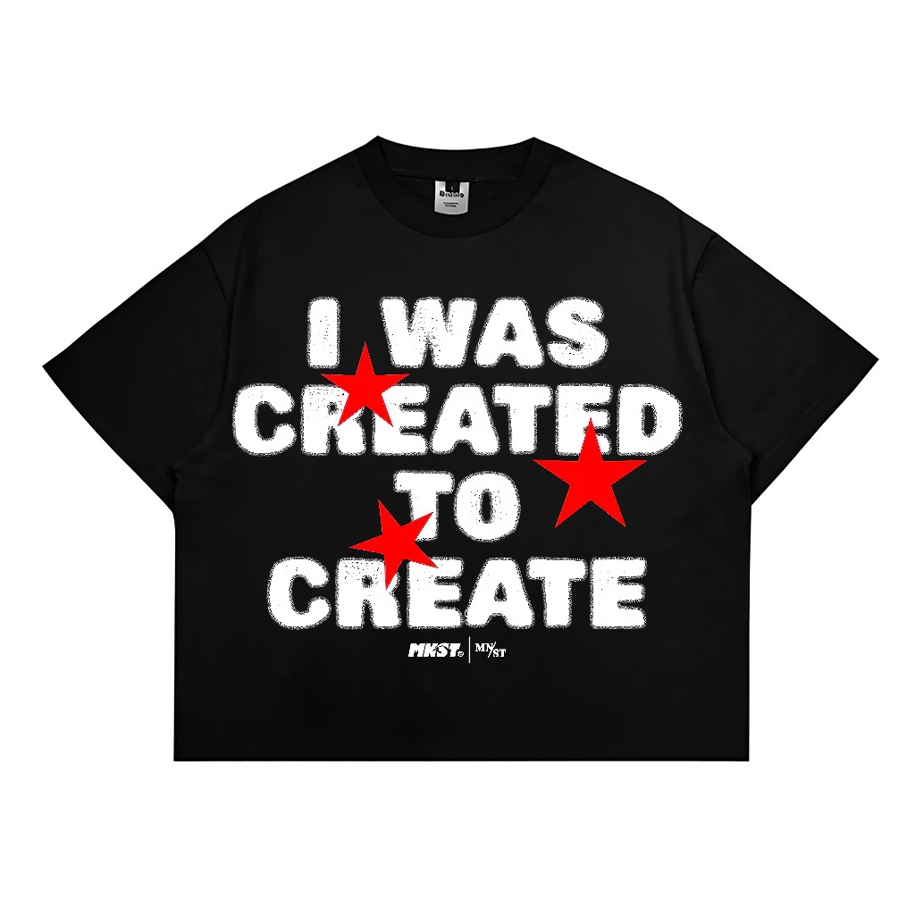 Mnst Tshirt Crop Boxy Oversize Black Create Pria dan Wanita Cotton Combed kaos SKENA starboy kaos vi