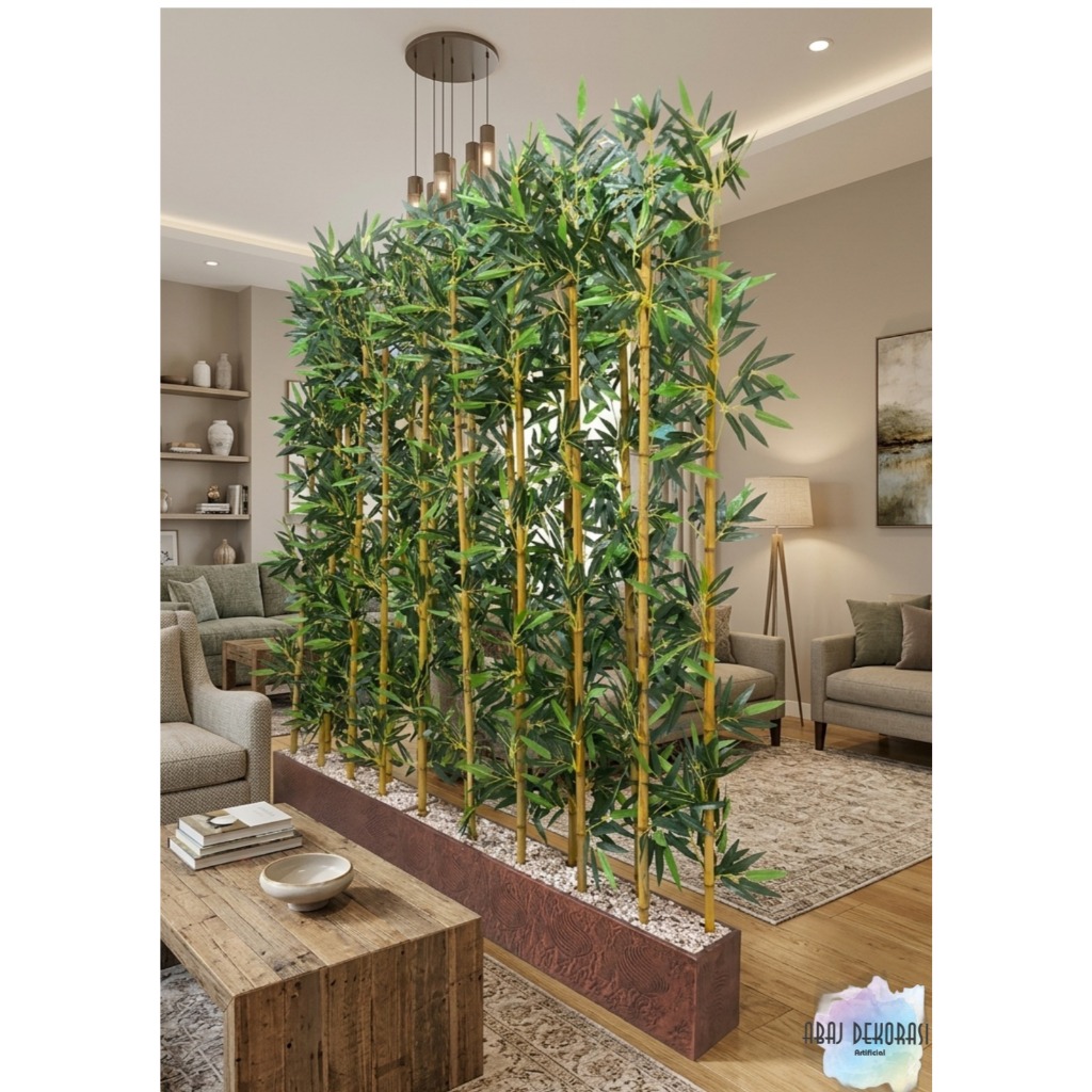 Bambu Partisi Penyekat Ruangan 2m - Bambu Partisi Hiasan Dekorasi Rumah - Bambu Partisi Artificial -