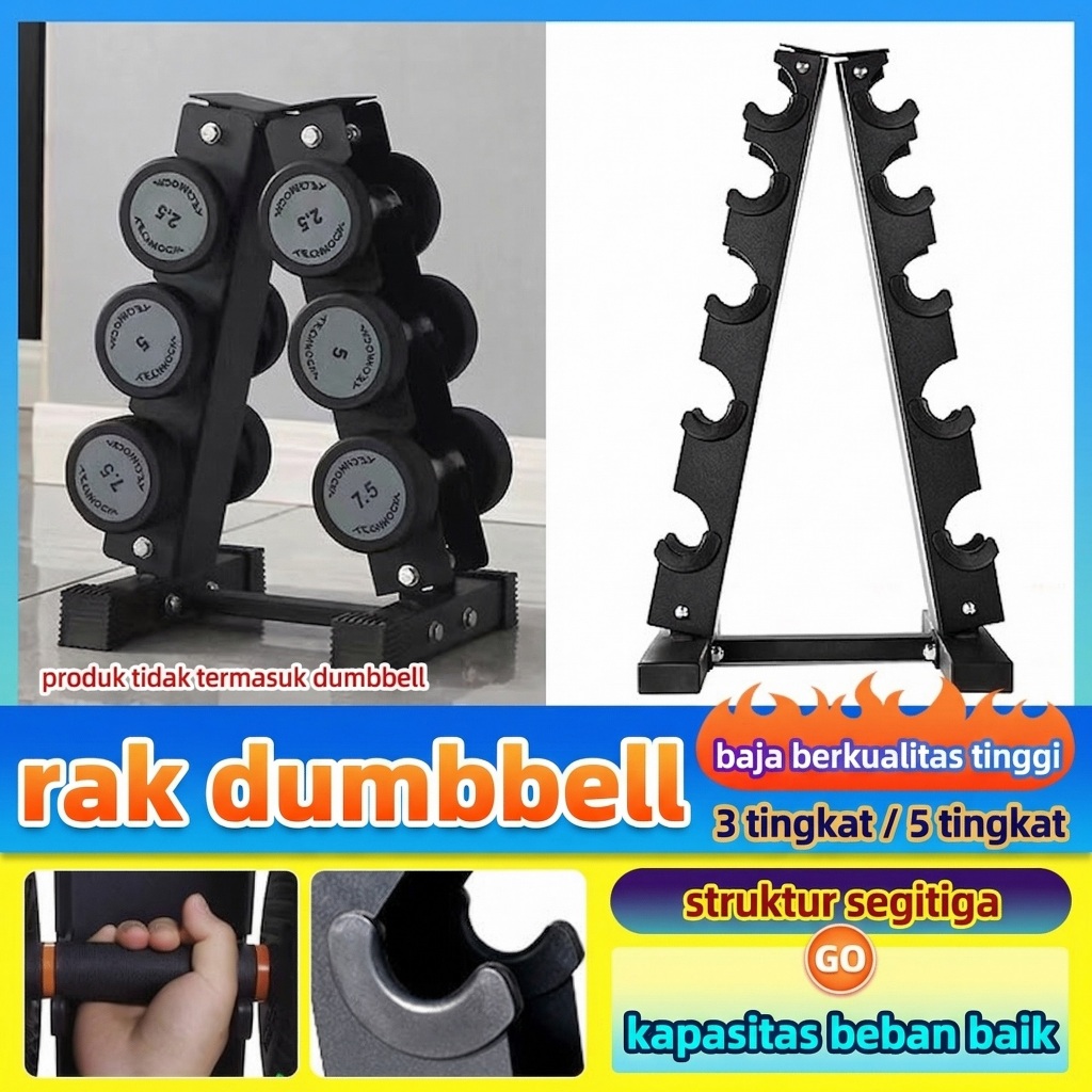 Stand Dumbbell Rak Penyimpanan Barbel Rak penyimpanan Dumbbell  Tempat Penyimpanan Barbel Triangle V