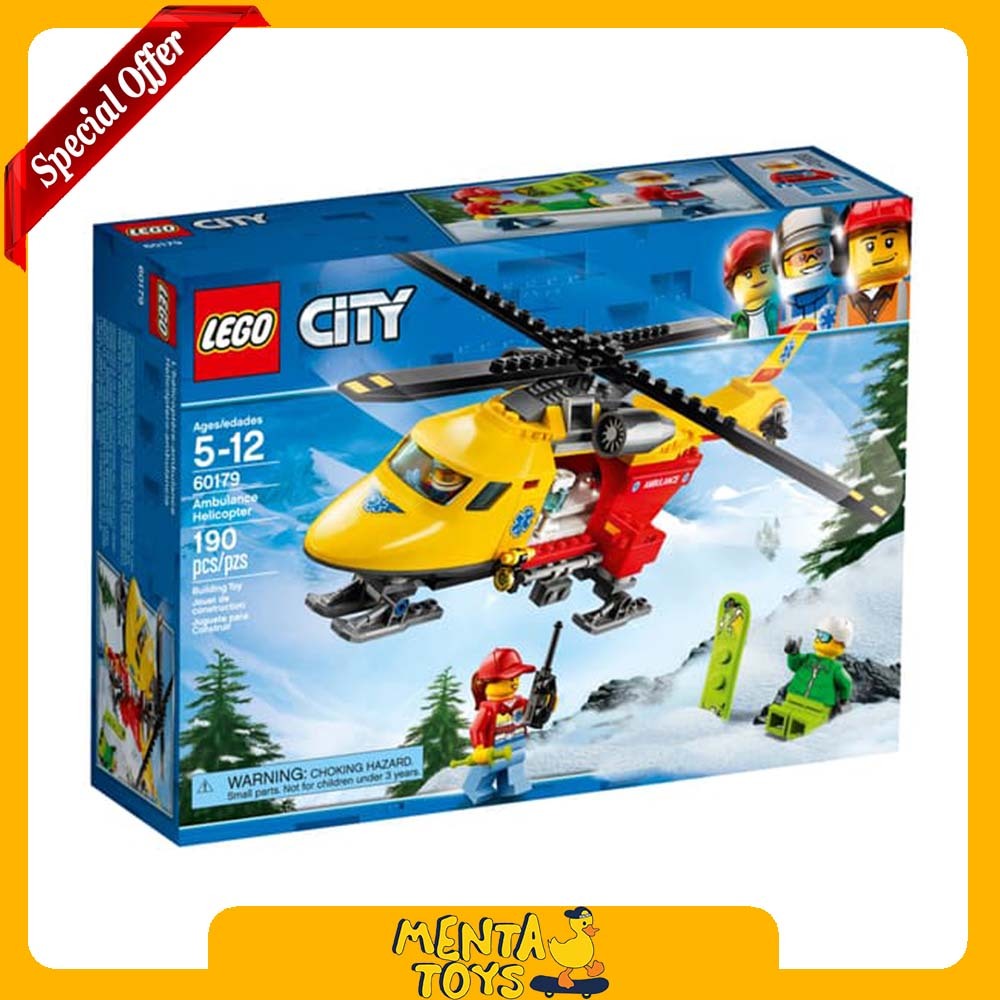 LEGO City # 60179 Ambulance Helicopter Ambulans Rumah Sakit Pilot Doc