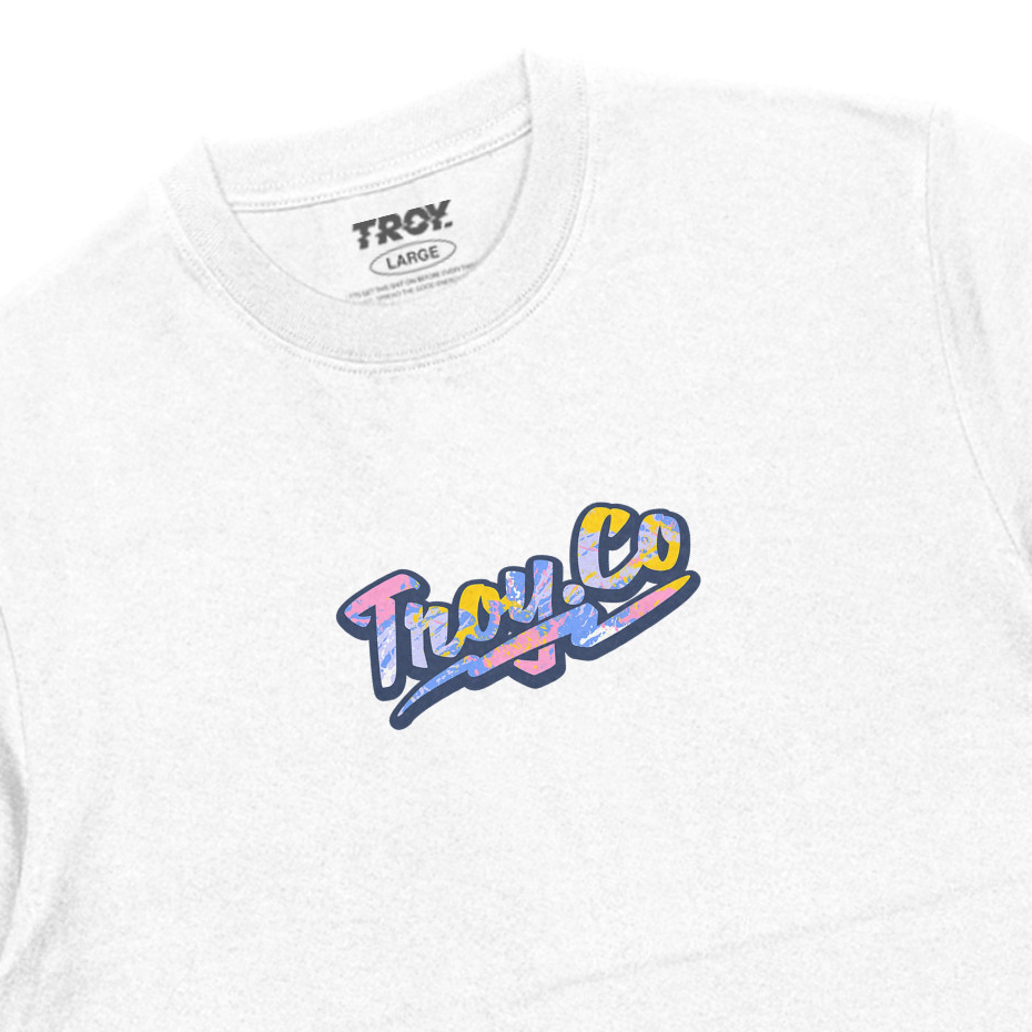 Troy Company Kaos Pria Lengan Pendek Putih - Basic Tee Splash Tshirt White MTD 1498