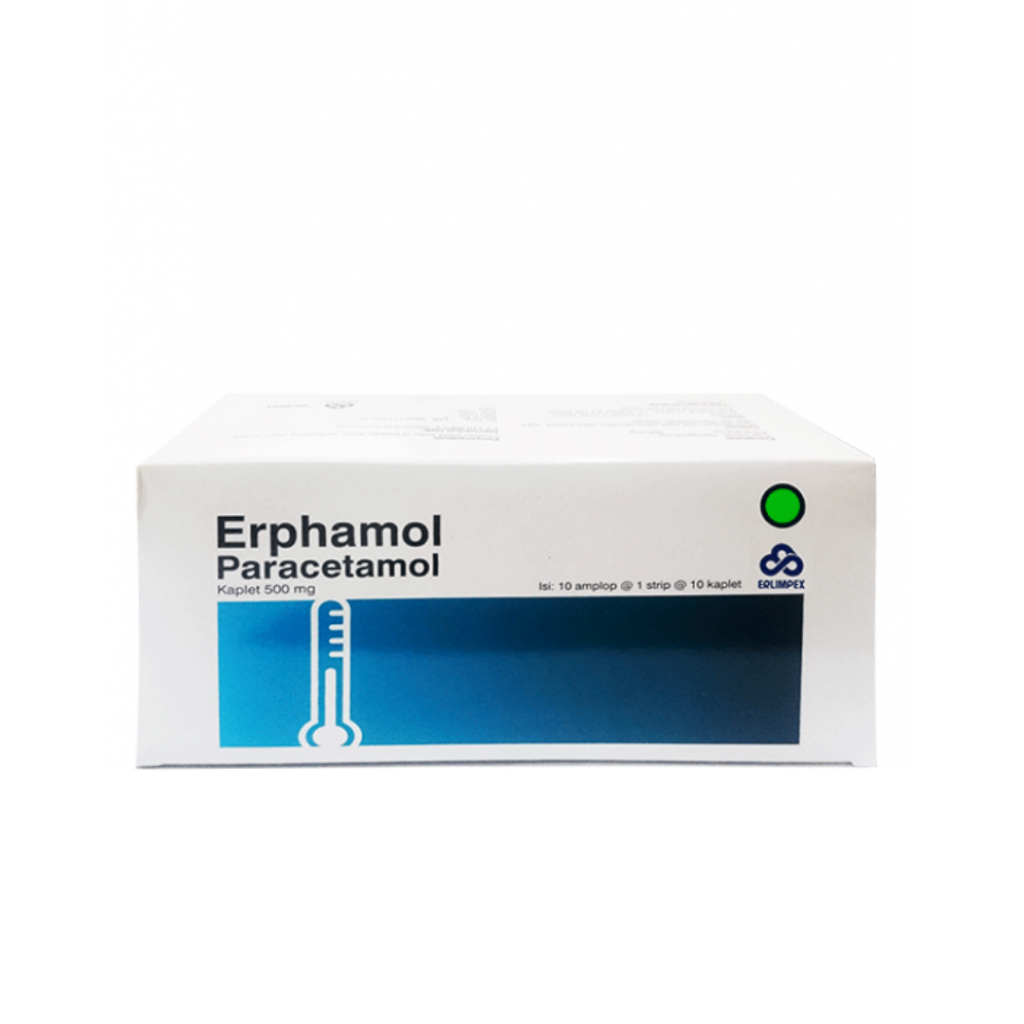Erphamol 500mg Box 100's Kaplet Erlimpex - Paracetamol / Obat Demam / Obat Sakit Gigi / Obat Sakit K