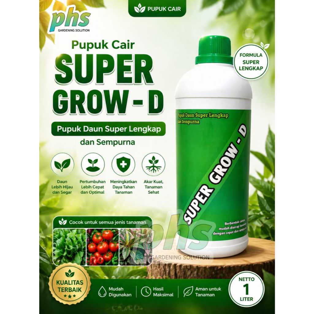 Pupuk SUPER GROW - D Kemasan 1 Liter Pupuk Daun Super Lengkap