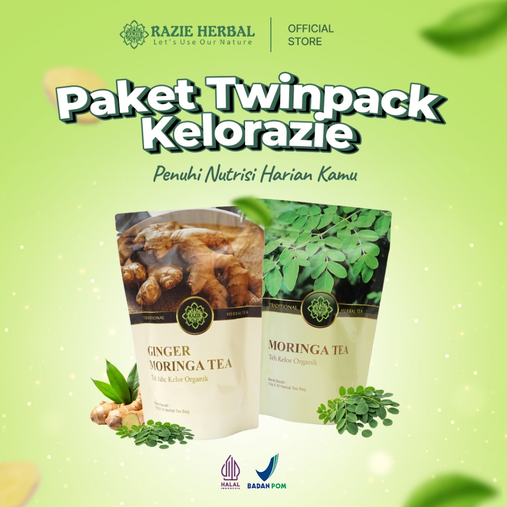 KELORAZIE - Teh Kelor Razie - Paket Bundling 2 Teh Kelorazie Ori & Teh Kelorazie Jahe