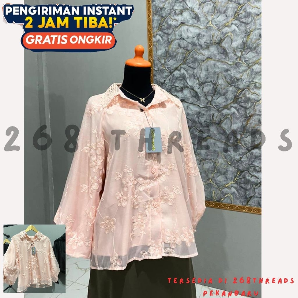 top kemeja blouse atasan organza bordir korea