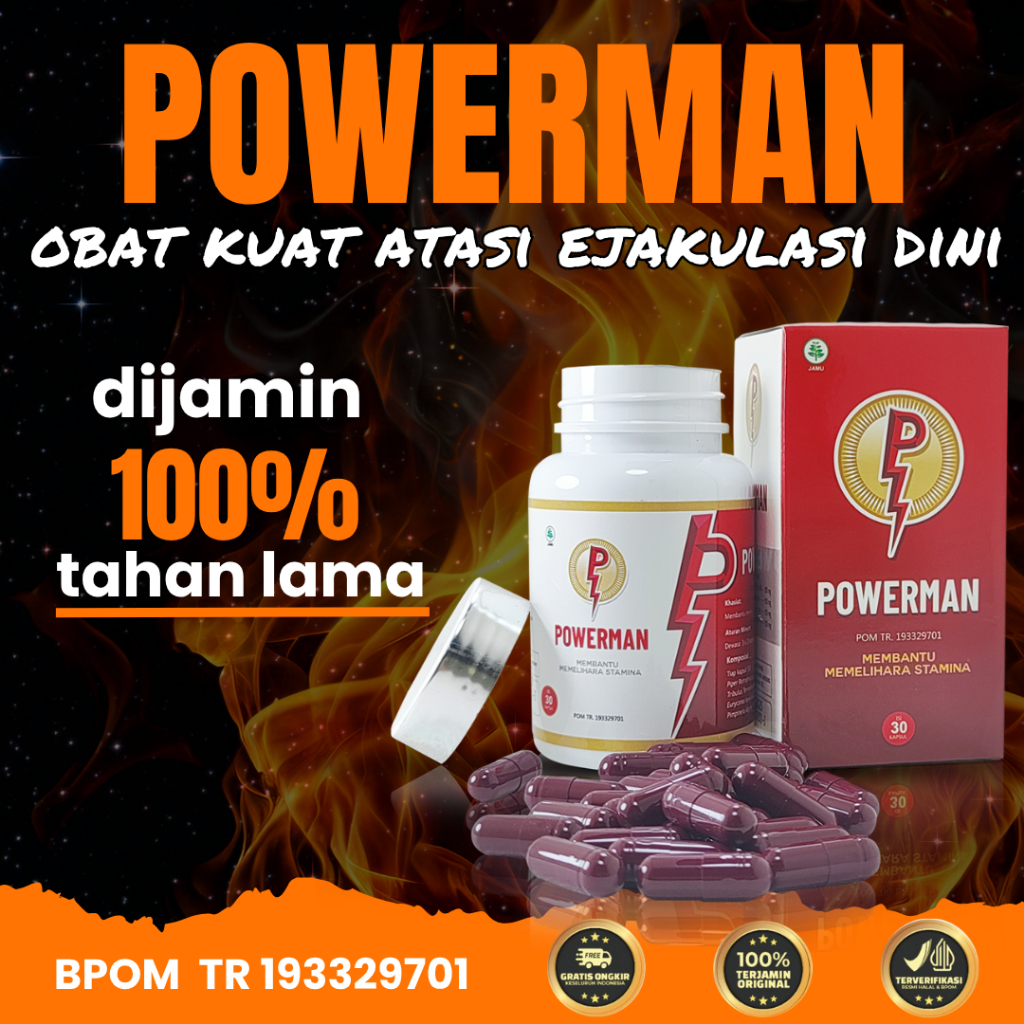 Powerman Herbal Kapsul Original Ramuan Tradisional ObatKuat Tahan Laama Paling Ampuh Bpom Halal Terl