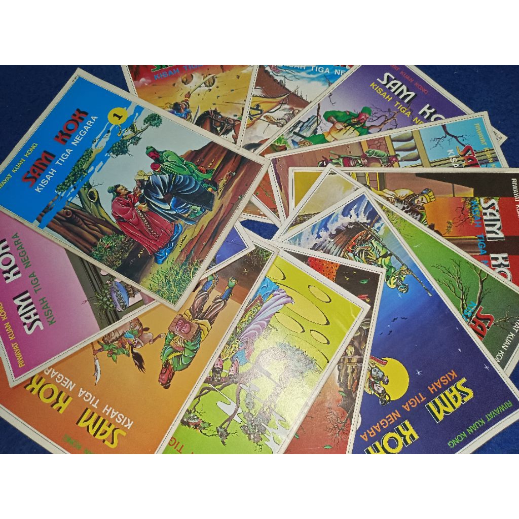 Sam Kok Kisah Tiga Negara Riwayat Kuan Kong 12 Buku, set komik Sam Kok 12 Buku, buku sejarah China d