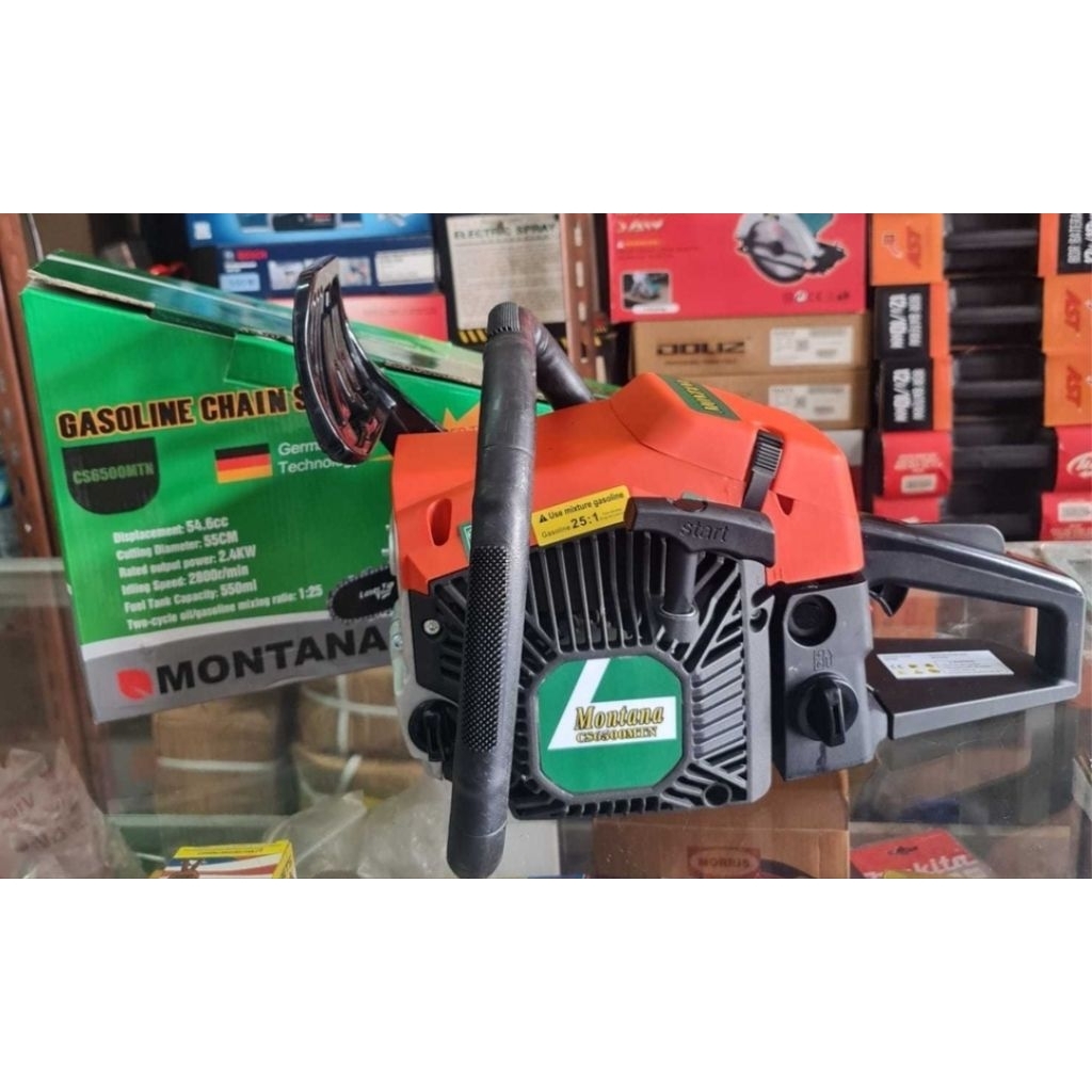Mesin Chainsaw Gergaji Potong Belah Kayu MONTANA 6500 / 22 Inch Baja