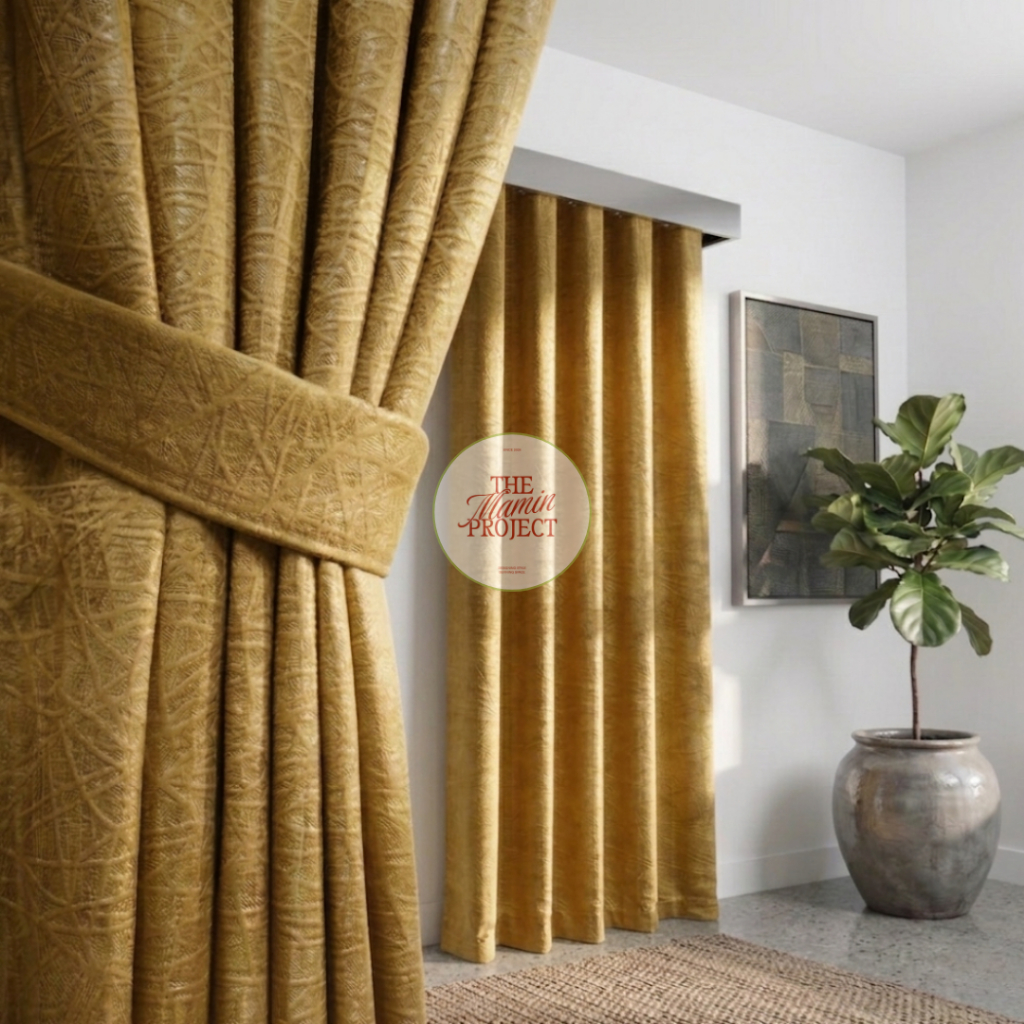 GORDEN BLACKOUT WARNA GOLD 12 GELOMBANG TEBAL TIRAI POLOS GLOSY PREMIUM GORDEN MINIMALIS