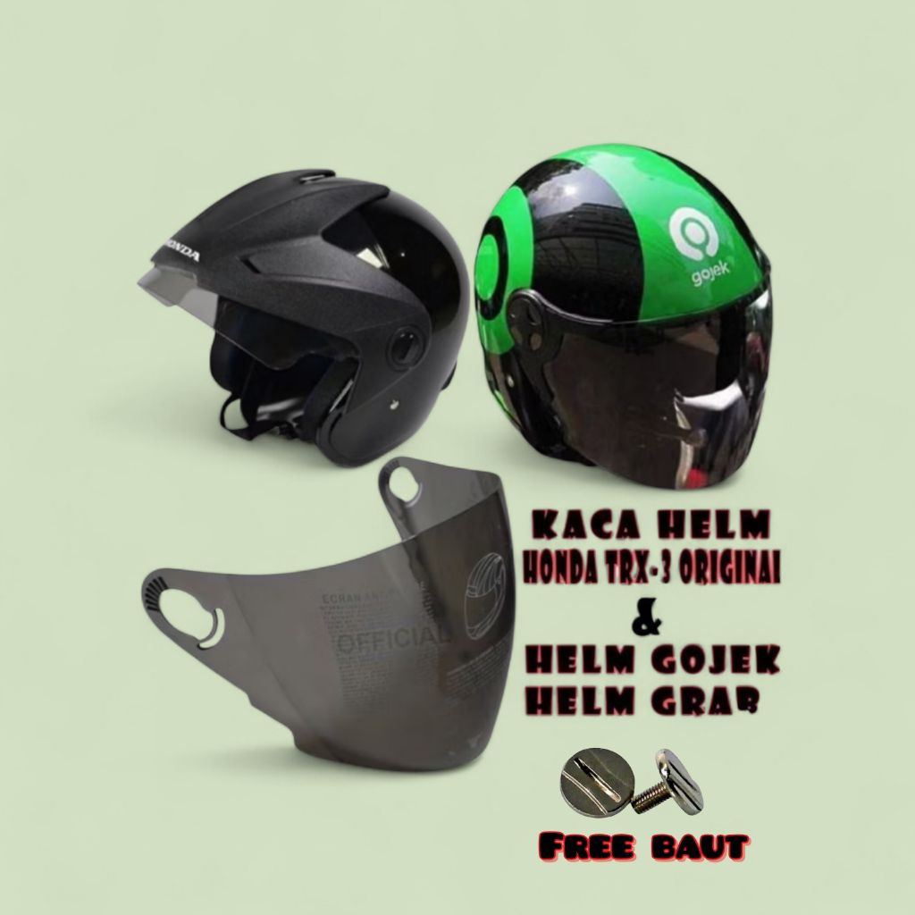 Kaca helm Ojol honda TRX hitam dan Bening Free baut