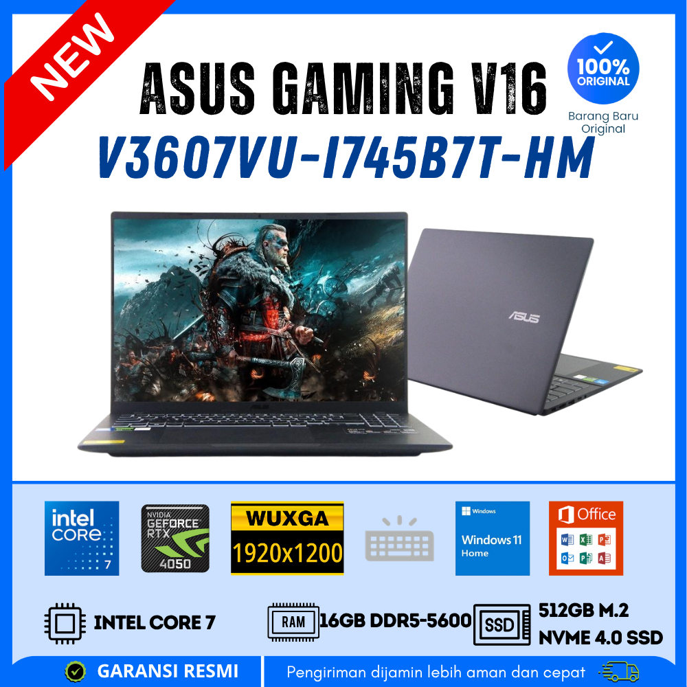 Asus Gaming V16 V3607VU-I745B7T-HM - Intel Core 7 - RTX 4050 - 16GB DDR5 - 512GB SSD - 16” Wuxga 144