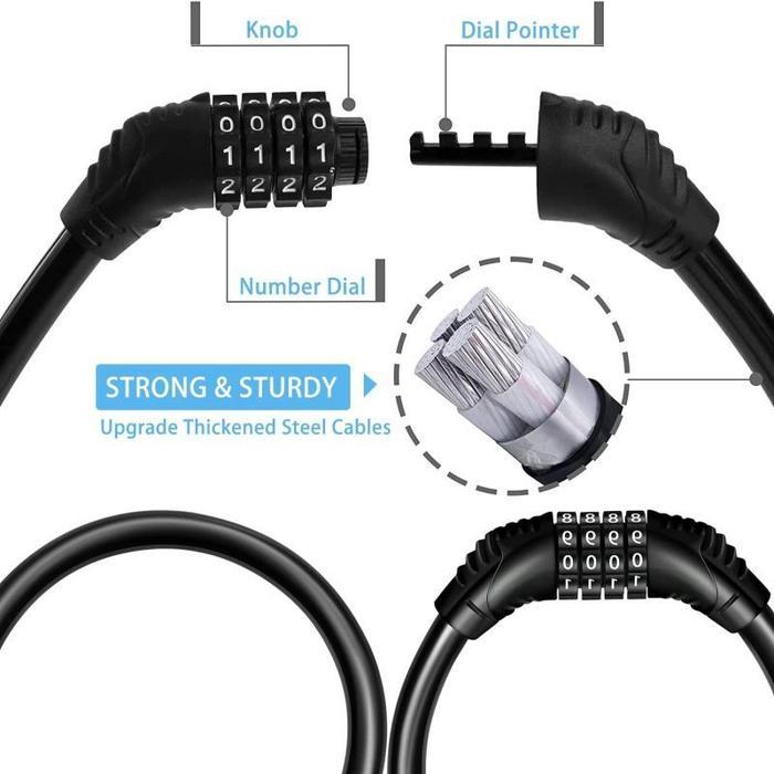 (Ada Stock) 4 Digit Gembok Angka Panjang Kunci Gembok Sepeda Password Lock Gembok Pagar Angka Anti
