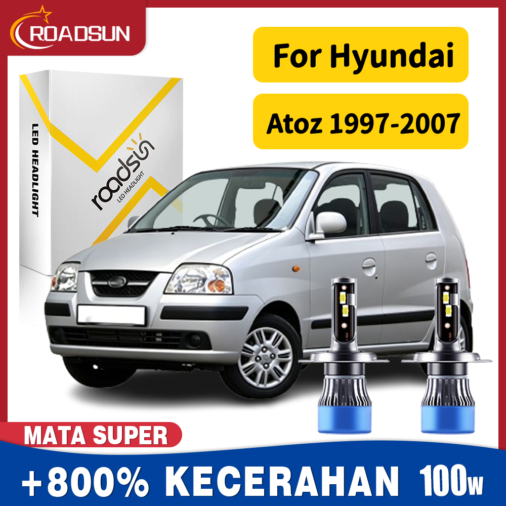 Cocok untuk Hyundai Atoz 1997-2007 Super Terang Led Lampu Depan Mobil Bohlam Hi/Lo Beam 100W 6000K 2