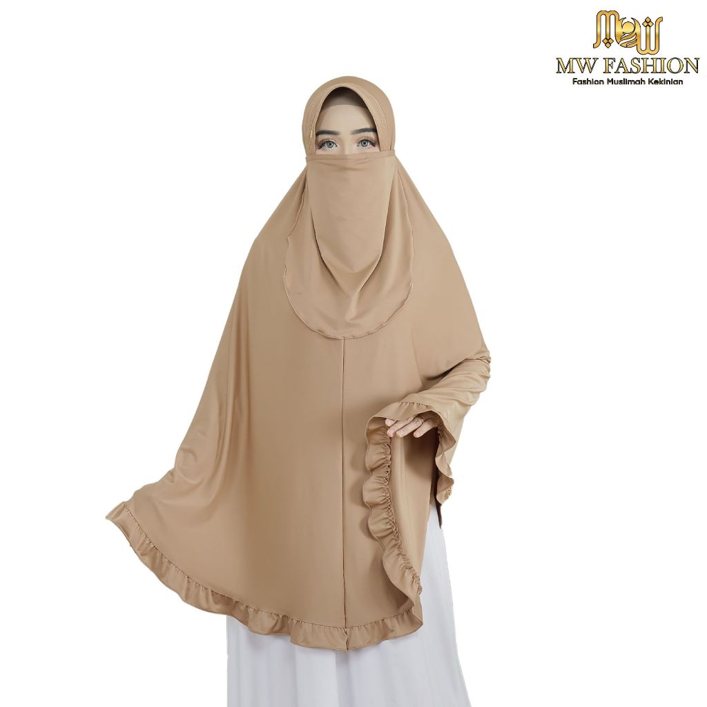 FASHION MUSLIMAH Jilbab Cadar Super Jumbo Rempel Bahan Jersey / Jilbab Umroh Cadar / Khimar Syari (C