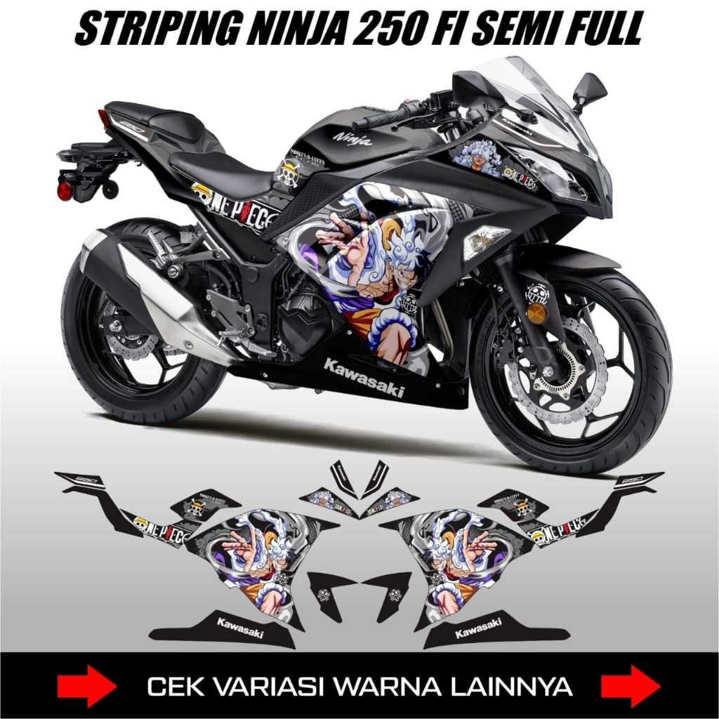 Decal Striping Ninja 250 Fi One Piece Monkey D Luffy / Stiker Motor Kawasaki Ninja / Striping Varias