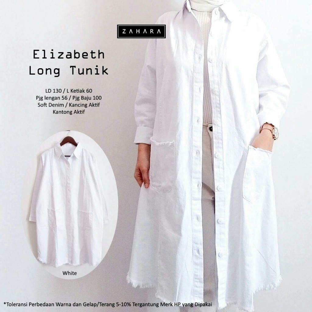 ELIZABETH LONG TUNIK ORI ZAHARA || OUTER CARDIGAN IMPORT KOMBINASI MOTIF TERBARU