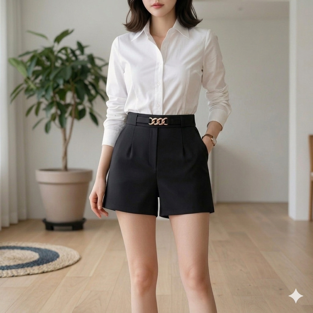 CELANA PENDEK MOTIF RANTAI 6362 / CELANA PENDEK STYLE KOREA / CELANA PENDEK KASUAL