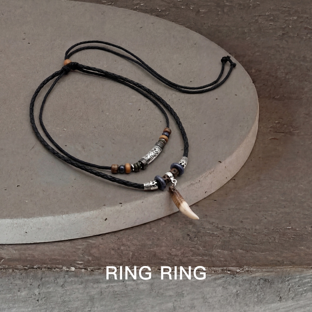 Kalung Motif Gigi Harimau Anti Karat Stylish Pria Kekinian