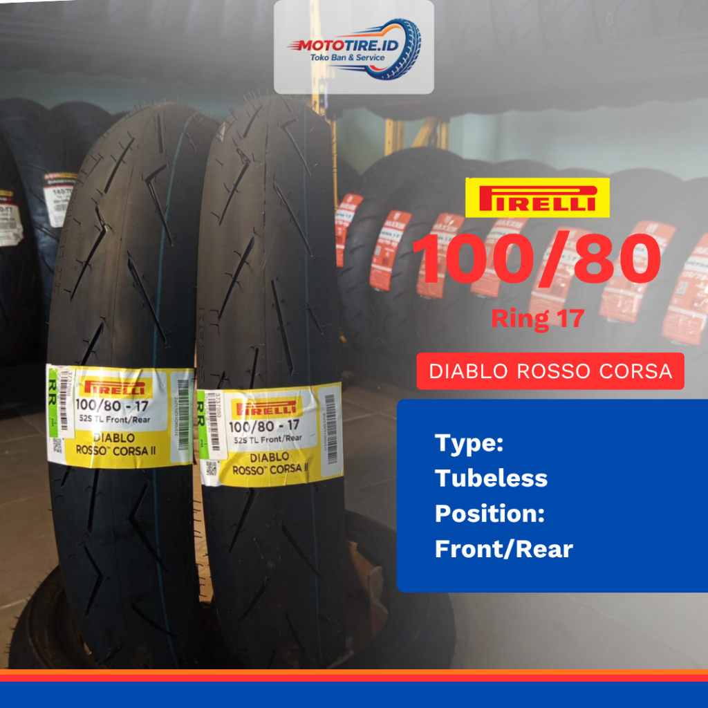 PIRELLI DIABLO ROSSO CORSA II 100/80 Ring 17 Ban Motor Tubeless