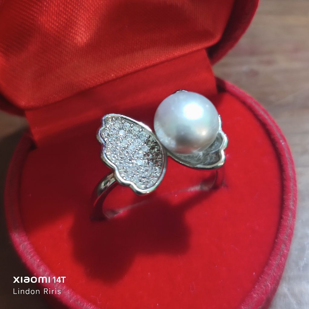 cincin mutiara air tawar asli Lombok model kerang