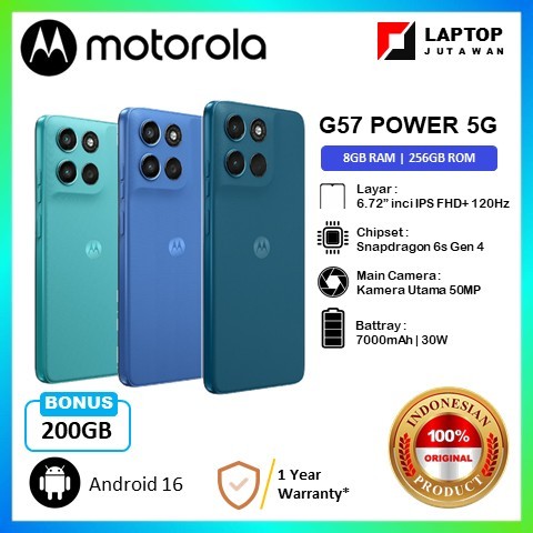 Handphone MOTOROLA G57 Power 5G NFC 8GB+256GB 6.72 IPS LCD 120Hz