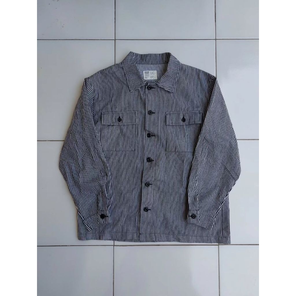 Awesome Apparel Hickory Striped Vintage Denim Jacket Outer Classic Retro Jaket Jeans