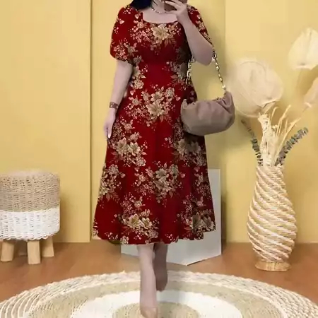 TERBARUU Daster Dress Katun Premium Motif Bunga Bangkok