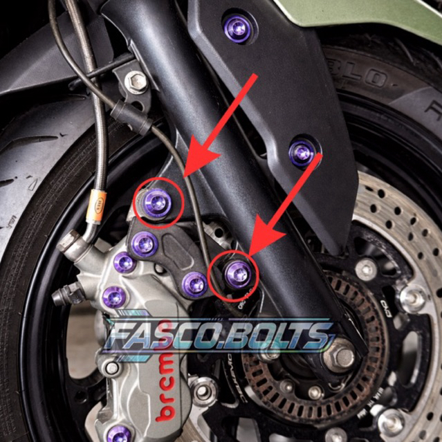 Baut Titanium set Kaliper Depan Nmax, Aerox, Lexi, Mio