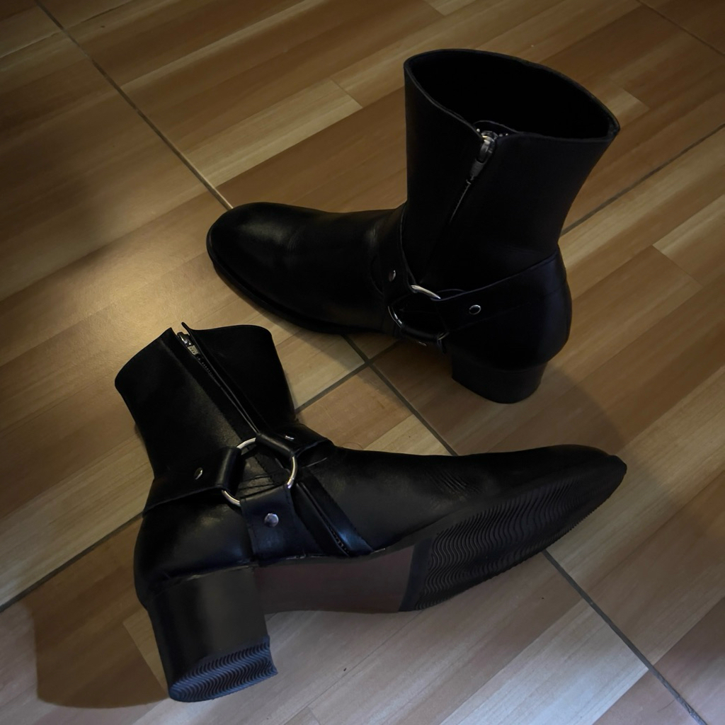 YSL Wyatt Harness Boots Inspired Kulit Sapi Asli Full Grain Nappa Leather - Handmade Premium