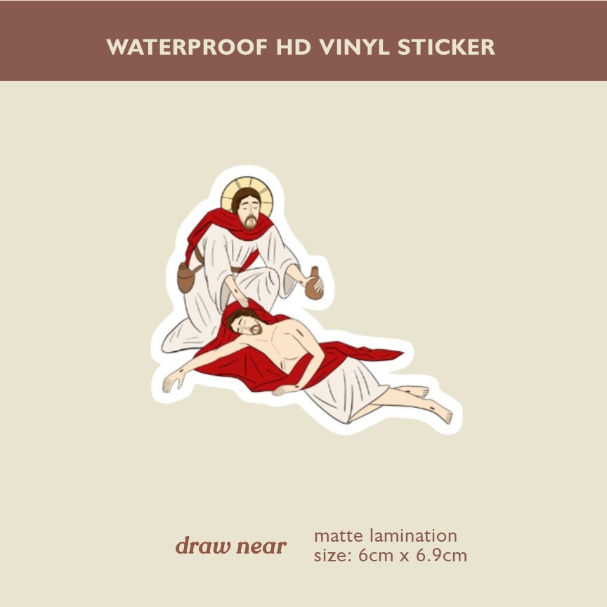 devotional sticker Kristus Orang Samaria yang Baik Hati Christ the Good Samaritan and the Sojourner 